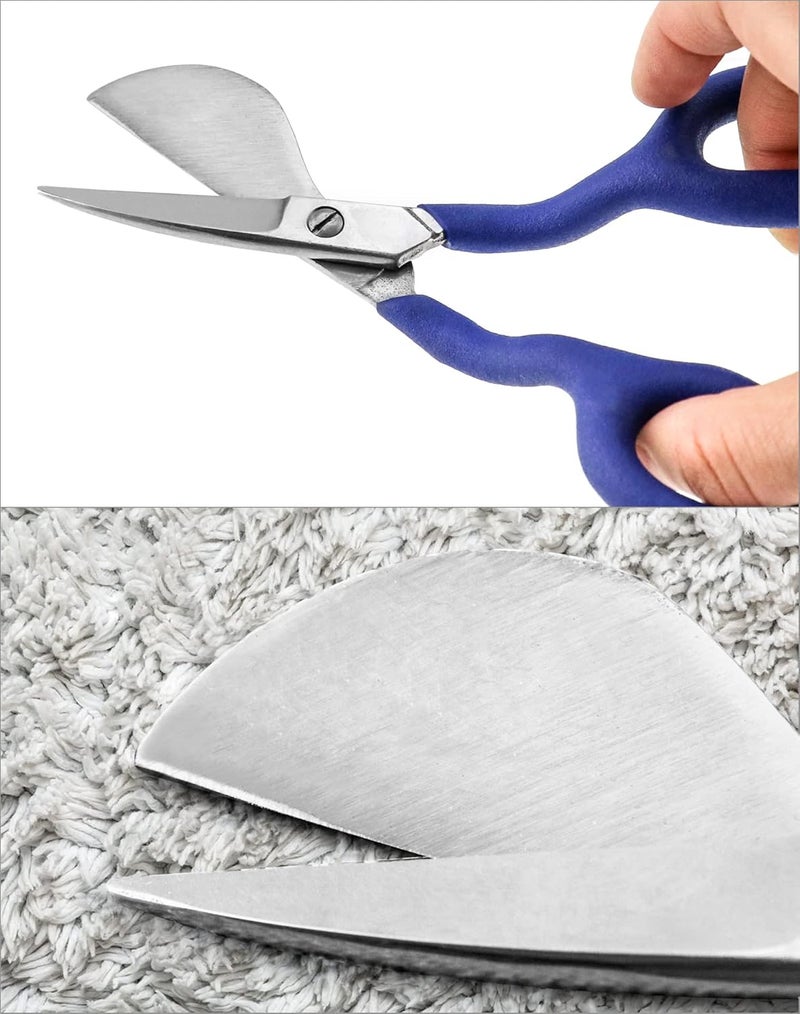 QWORK Duckbill Shears, 7 in Duckbill Applique Scissors, for Carpet Pile, Carpet Punch - Blue - Image 5